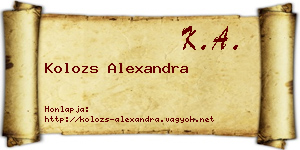 Kolozs Alexandra névjegykártya